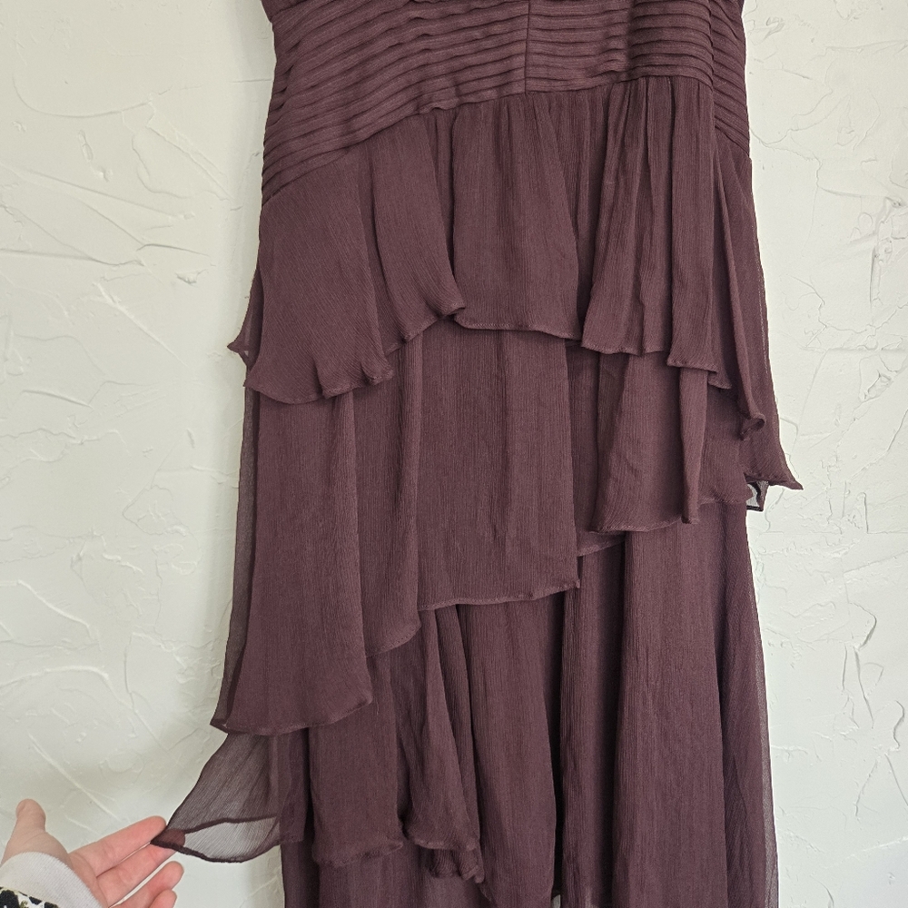 Shona Joy X Free People Pin Tuck Frill Olympia Brown Tiered Dress, 10 - Picture 8 of 12